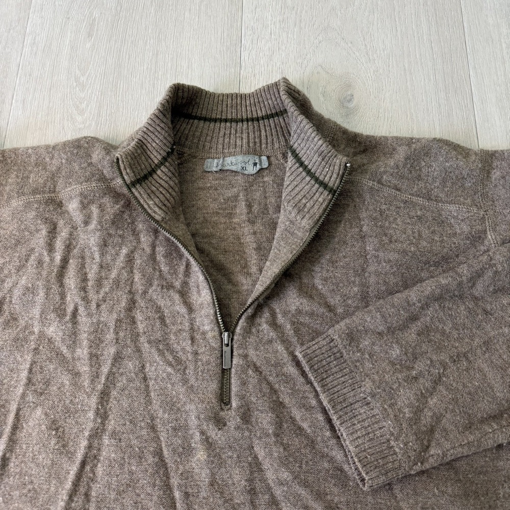 Smartwool 1/4 Zip Pullover Mens XL Brown Merino Wool Long Sleeve 100% Merino